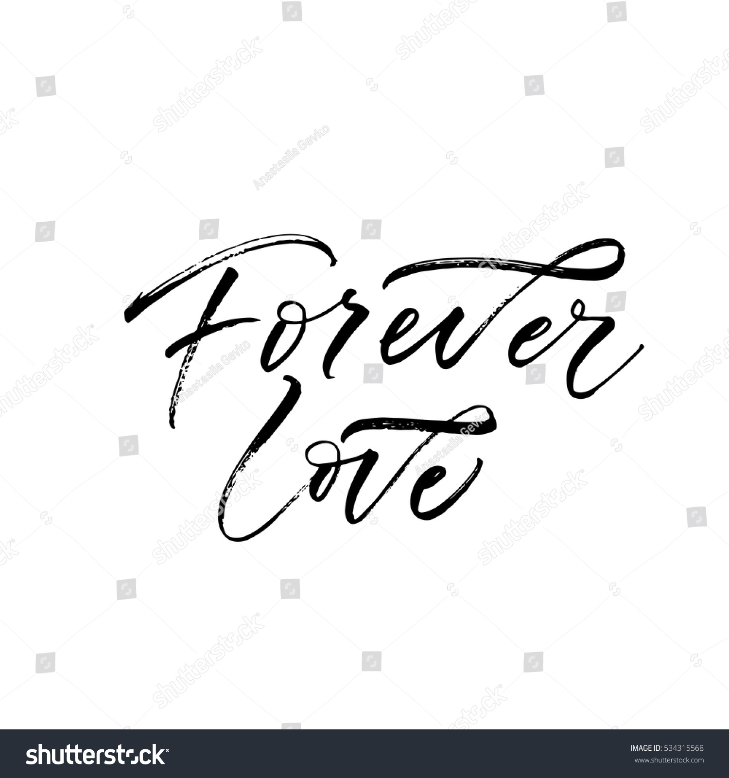 Forever Love Postcard Lettering Valentines Day Stock Vector Royalty Free