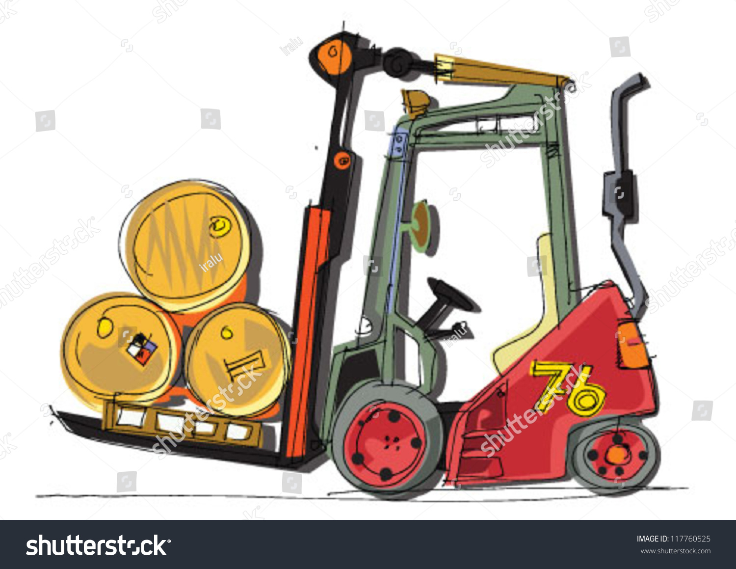 Forklift - Cartoon Stock Vector Illustration 117760525 : Shutterstock