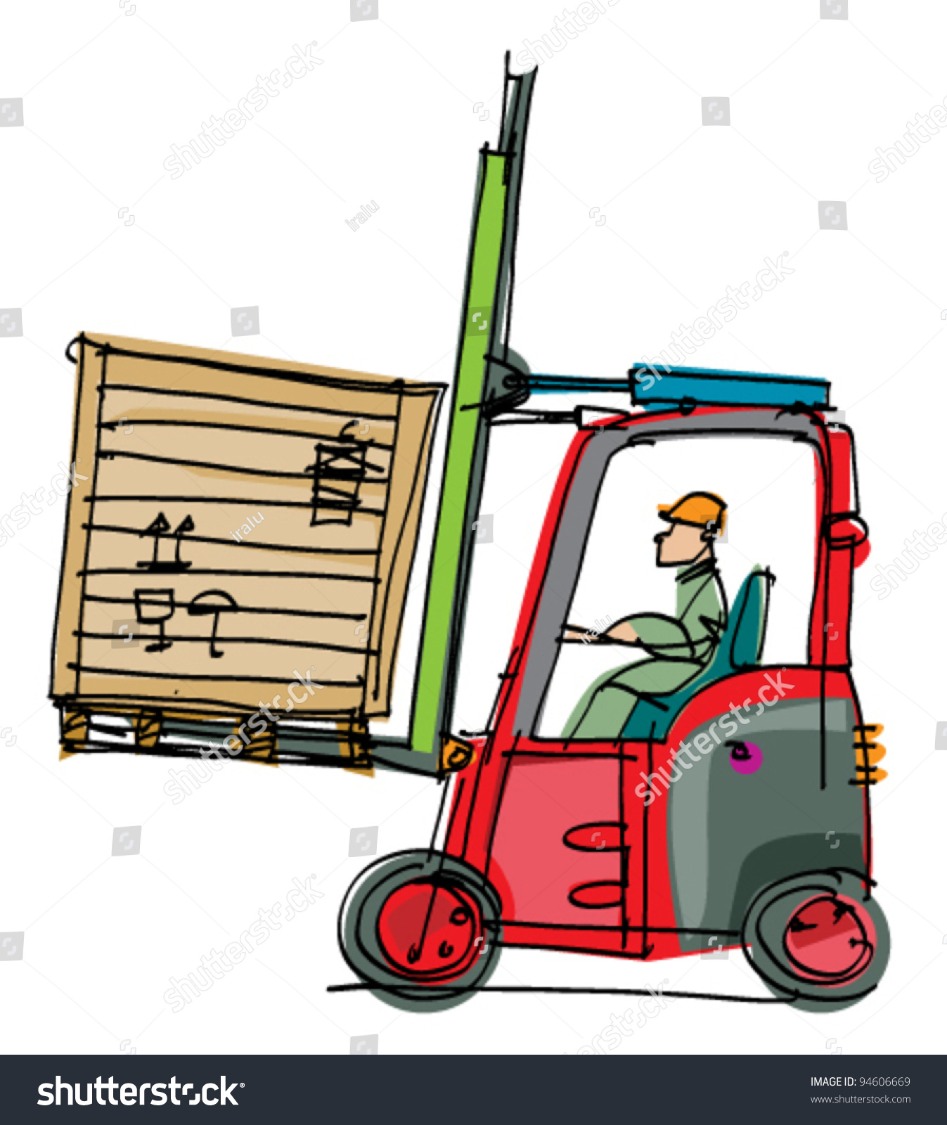 Forklift - Cartoon Stock Vector 94606669 : Shutterstock