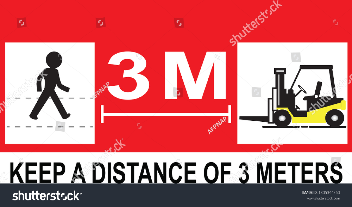 forklift-safetykeep-distance-3-meters-sign-vector-de-stock-libre-de