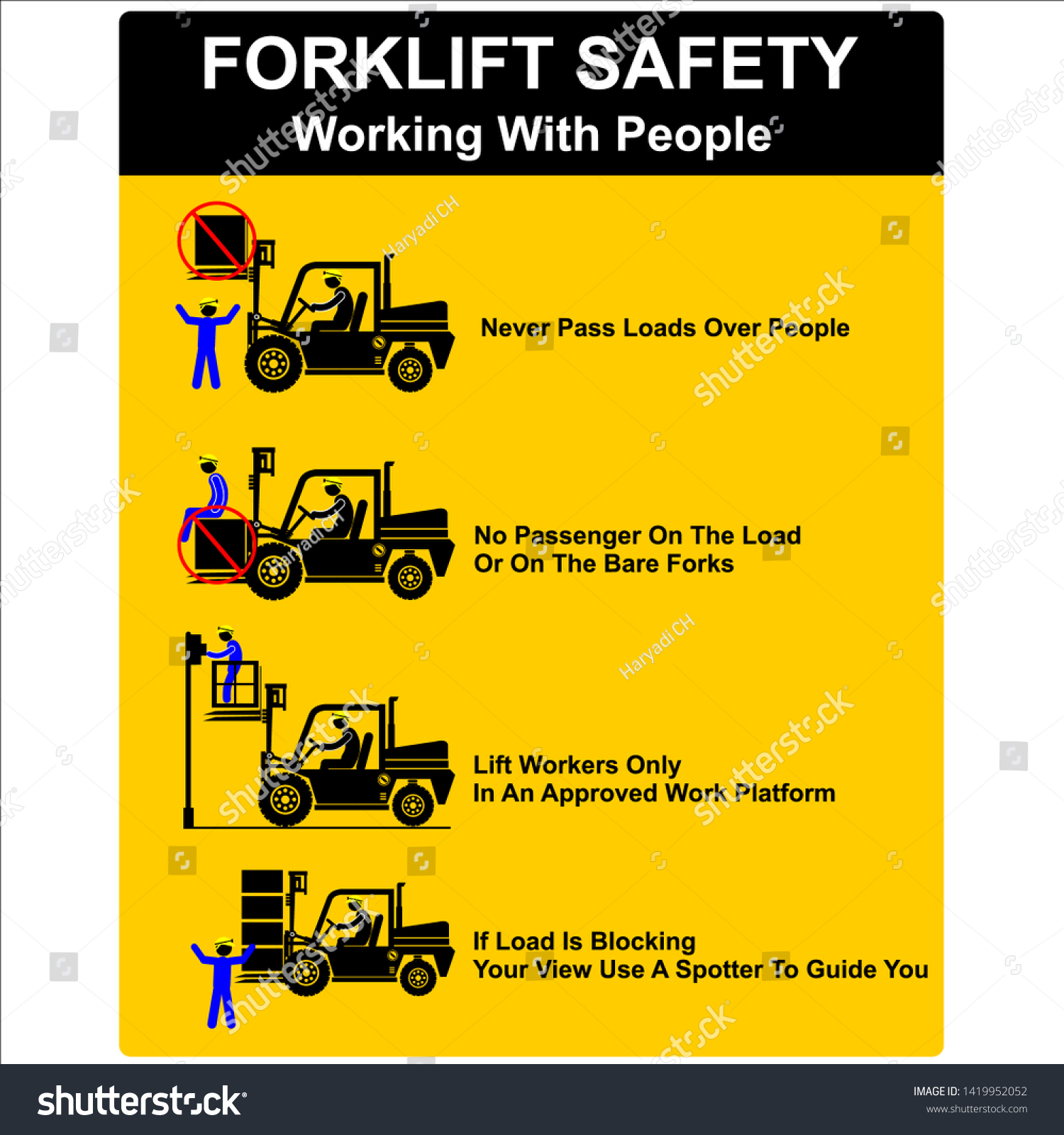 Forklift Safety Working People Stock Vector (Royalty Free) 1419952052