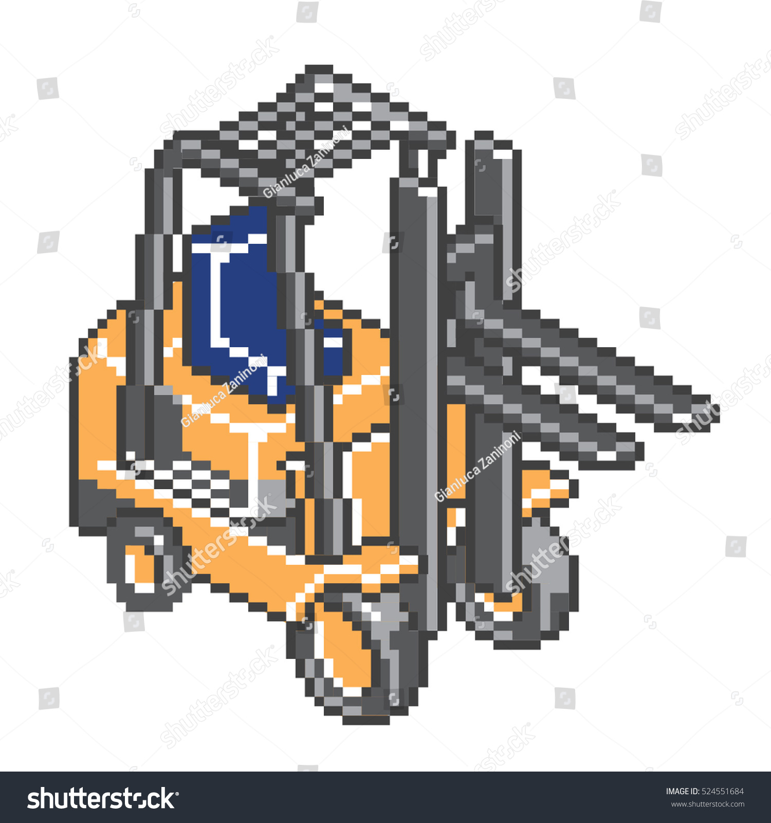 Forklift Truck Pixel Art Style Vector Stock Vector Royalty Free 524551684