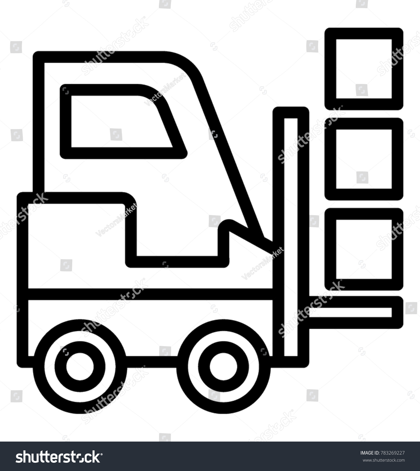 Forklift Truck Boxes On Pallet Line Stock Vector Royalty Free