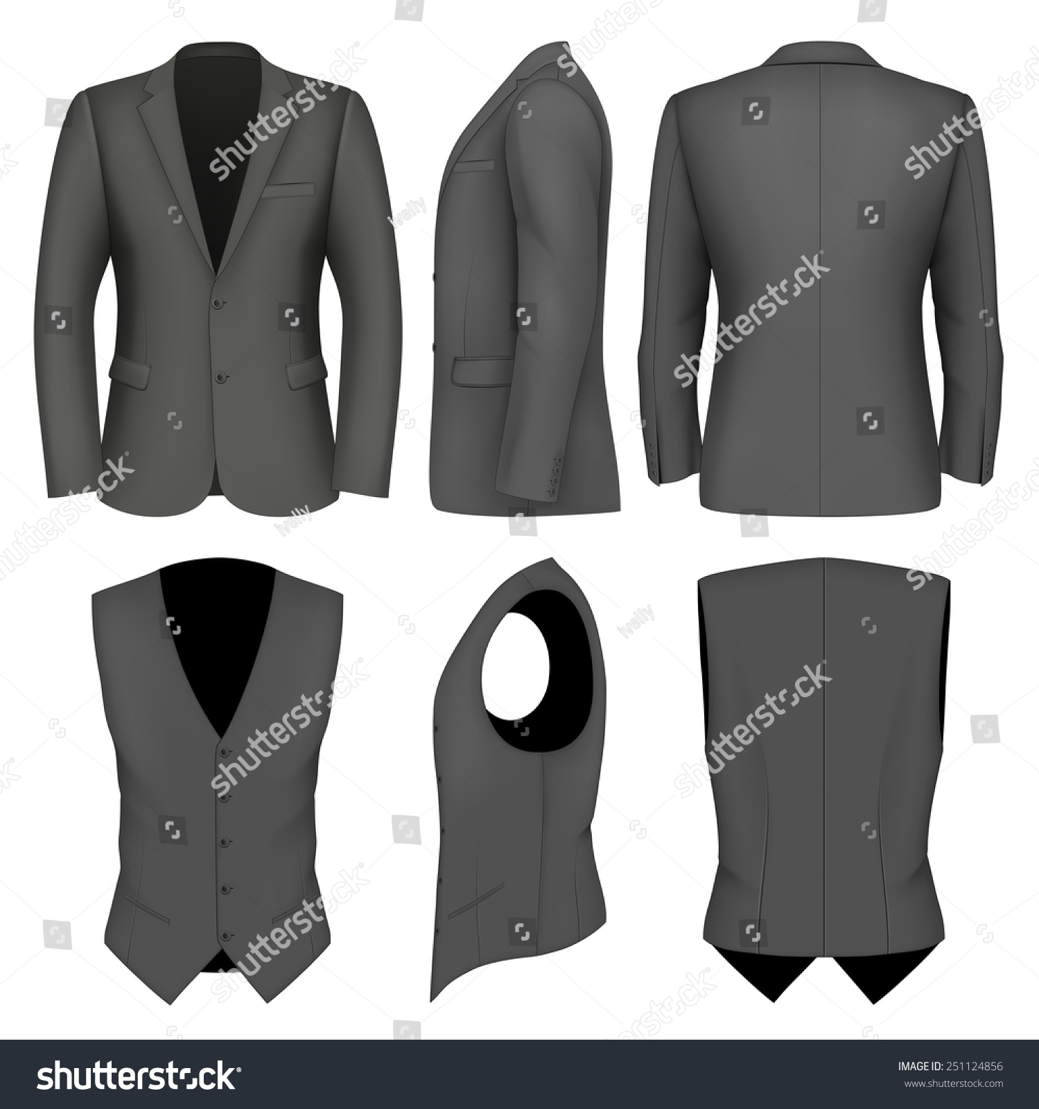 Formal Business Suits Jacket And Waistcoat For Men. Vector Illustration ...