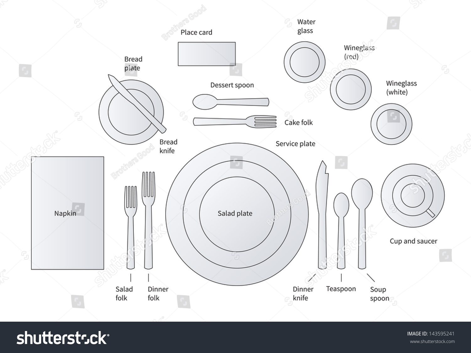 Formal Place Setting Soup Salad Courses Stock Vector (Royalty Free ...