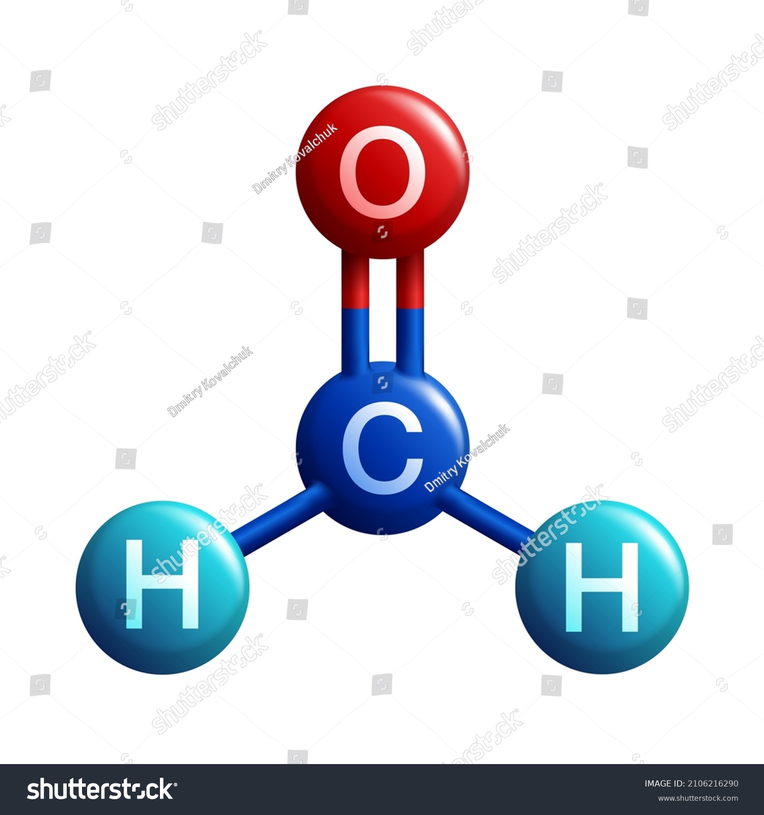 SVG of Formaldehyde 3D scheme with molecular structure - organic CH2O compound - pungent-smelling colourless gas that polymerises spontaneously into paraformaldehyde svg