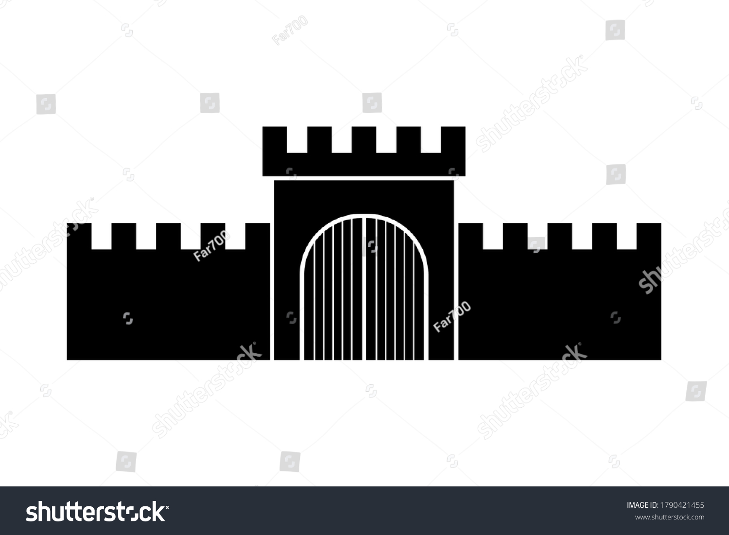 Fortress Gate Wall Icon Front View Stock Vector (Royalty Free) 1790421455