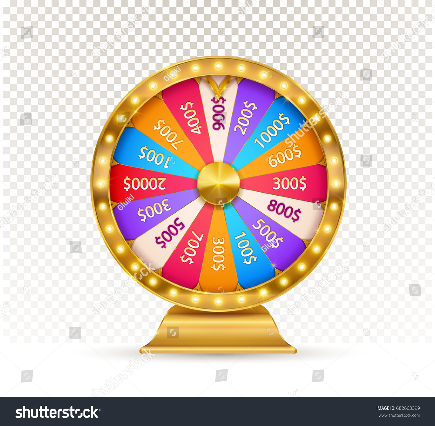 Fortune Wheel Game Spin Realistic 3d Stock Vector 682663399 - Shutterstock