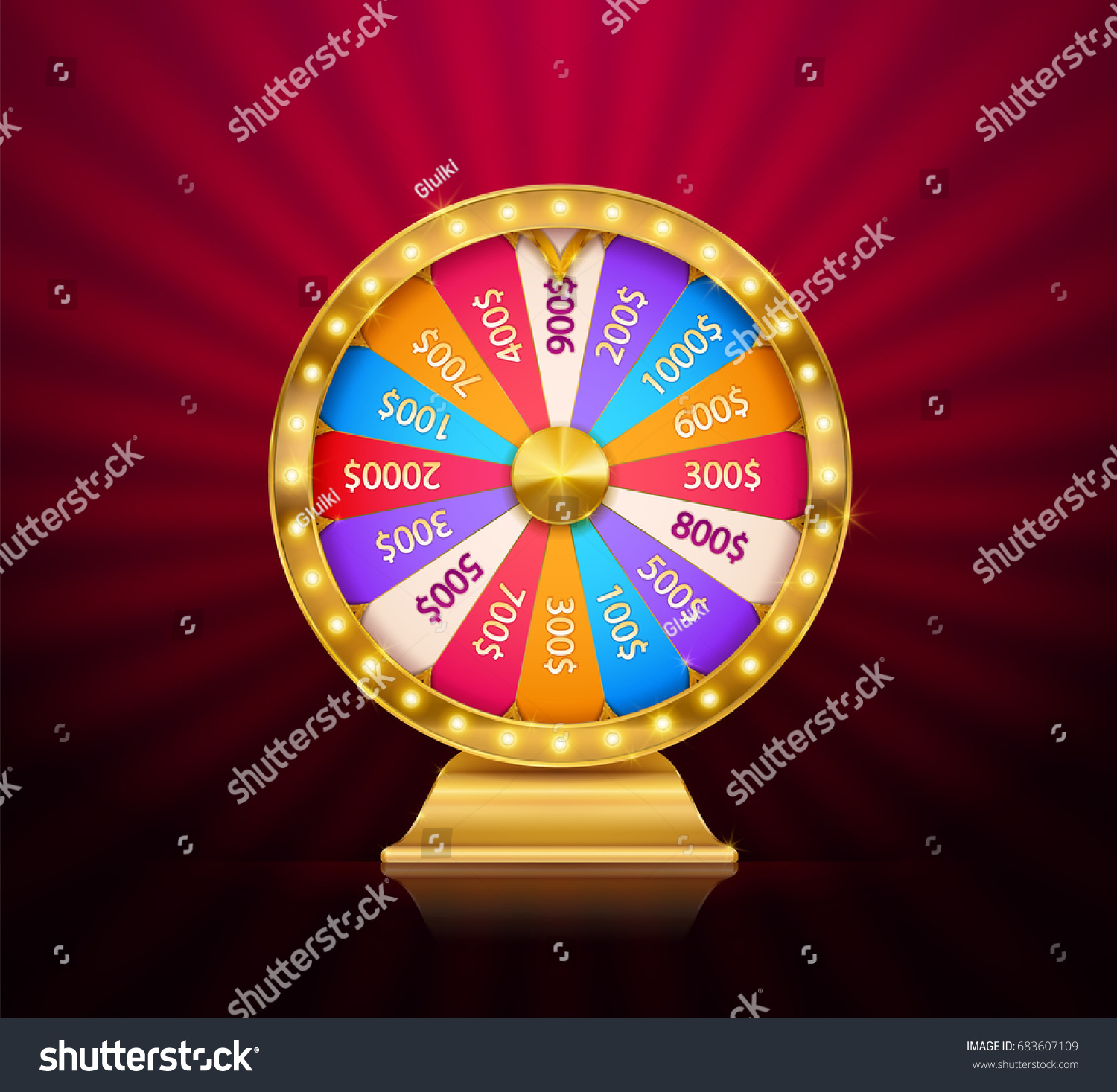 Fortune Wheel Game Spin Realistic 3d Stock Vector (Royalty Free) 683607109