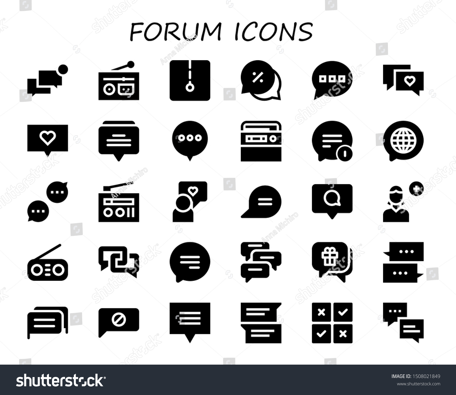 Forum Icon Set 30 Filled Forum Stock Vector Royalty Free 1508021849