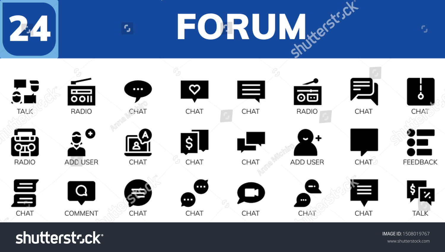 Forum Icon Set 24 Filled Forum Stock Vector Royalty Free 1508019767