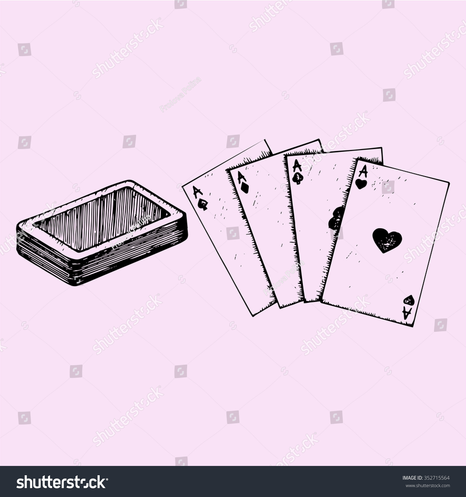 Four Aces Deck Poker Playing Cards Stock Vector (Royalty Free