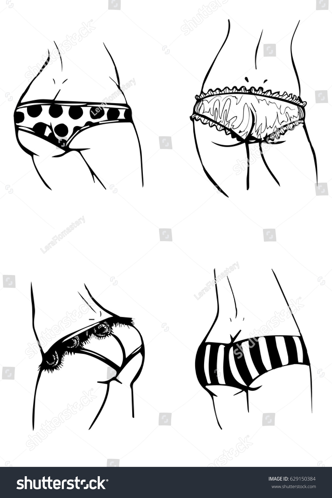 Four Butts Different Panties Vector Clip Stock Vector Royalty Free Shutterstock