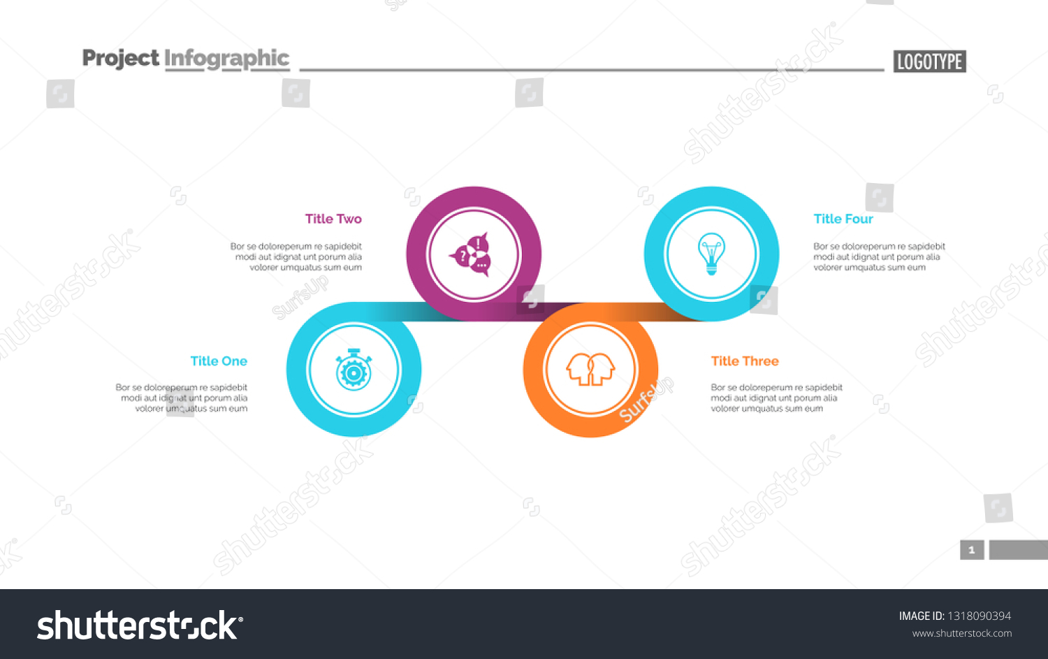 Four Circles Process Chart Slide Template Stock Vector (Royalty Free ...