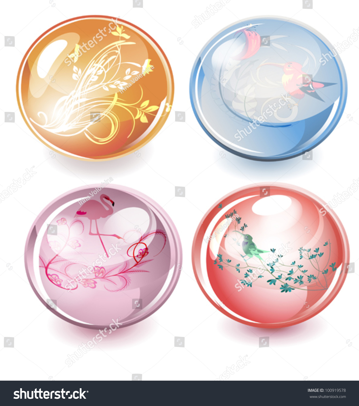 Four Clear Glass Balls Decorative Images Stock Vector Royalty