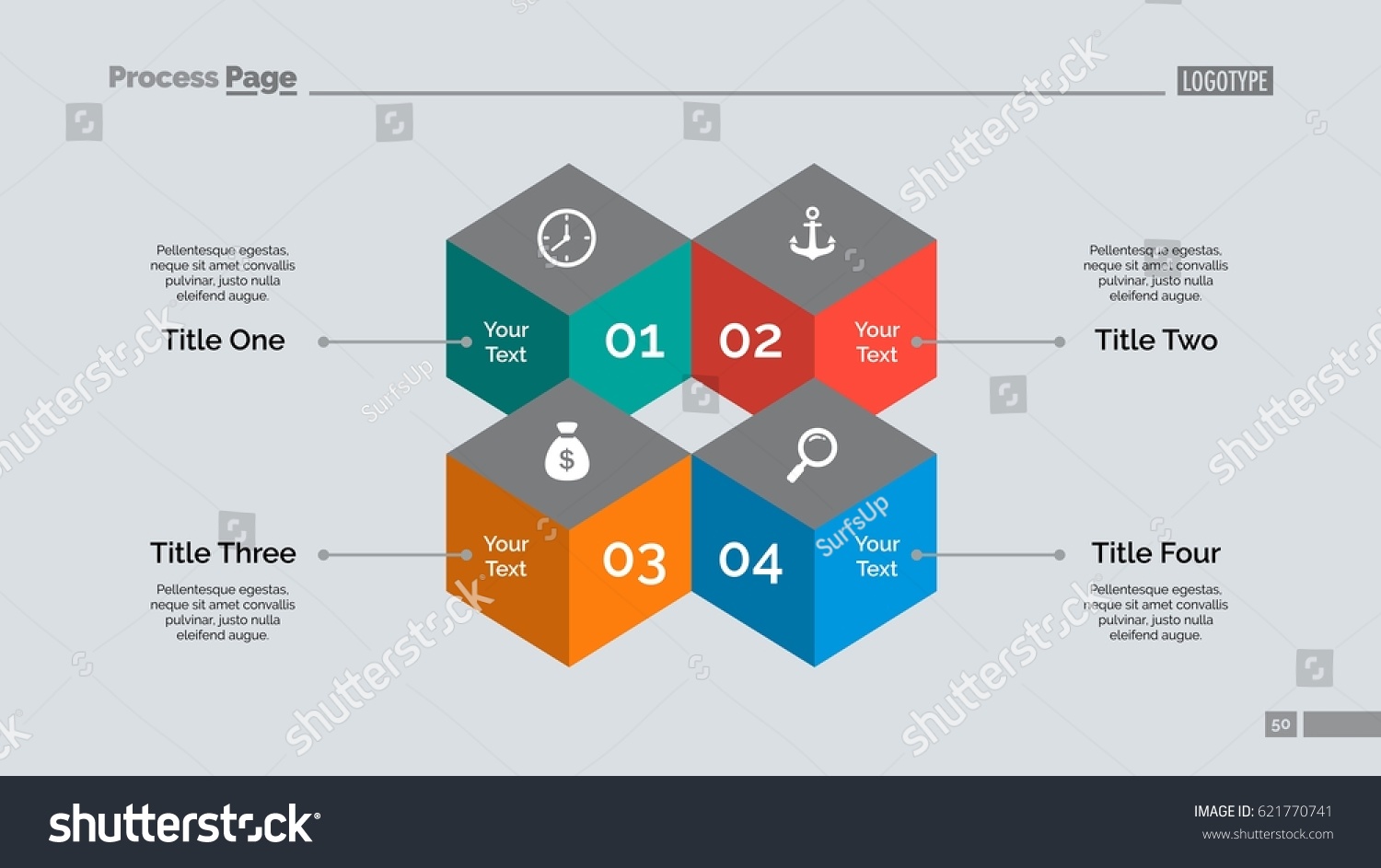 Four Cubes Diagram Slide Template Stock Vector (Royalty Free) 621770741 ...