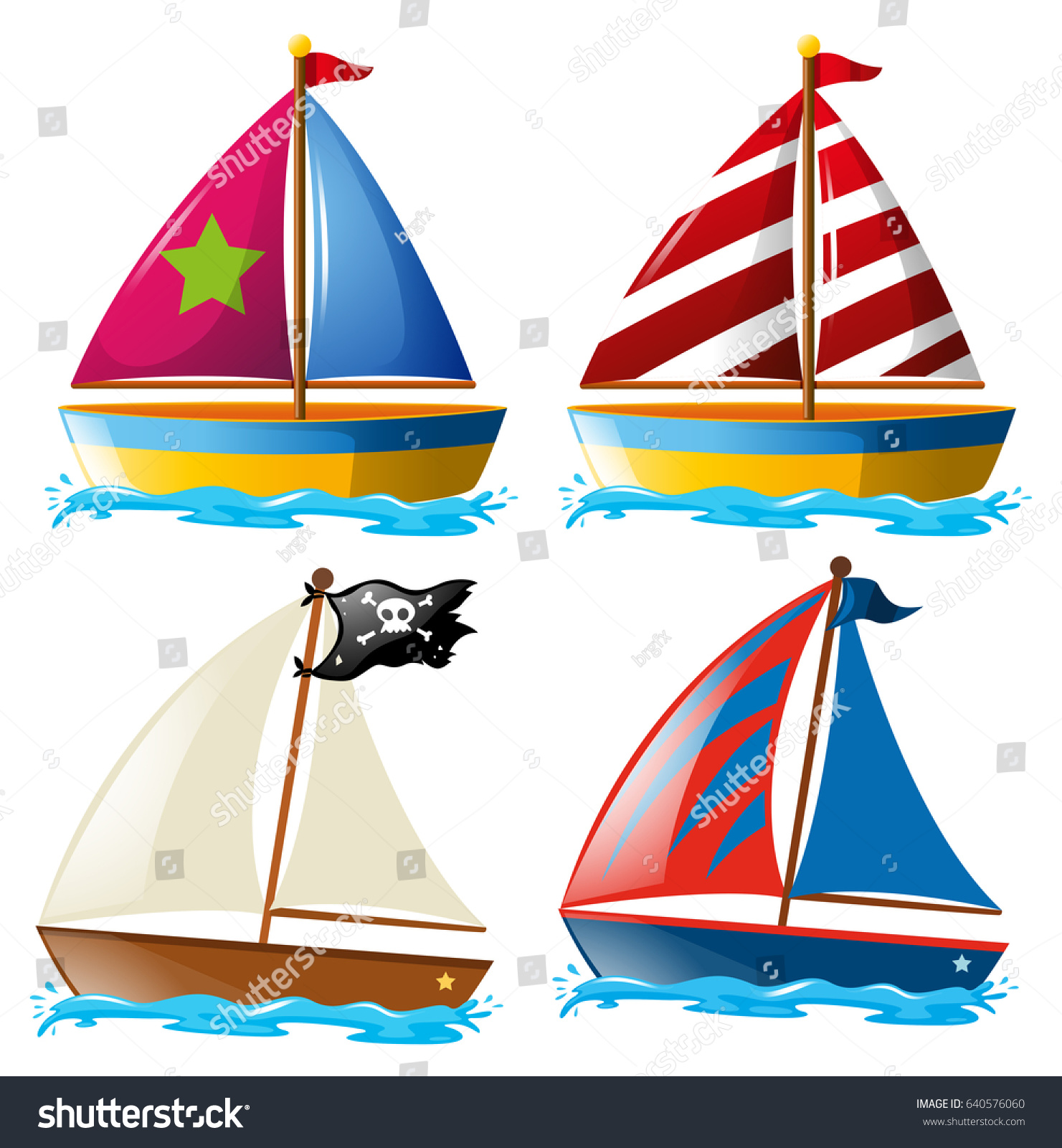 SVG of Four designs of sailboats illustration svg