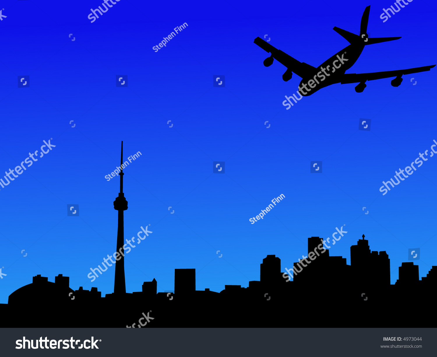 SVG of four engine plane arriving in Toronto illustration svg
