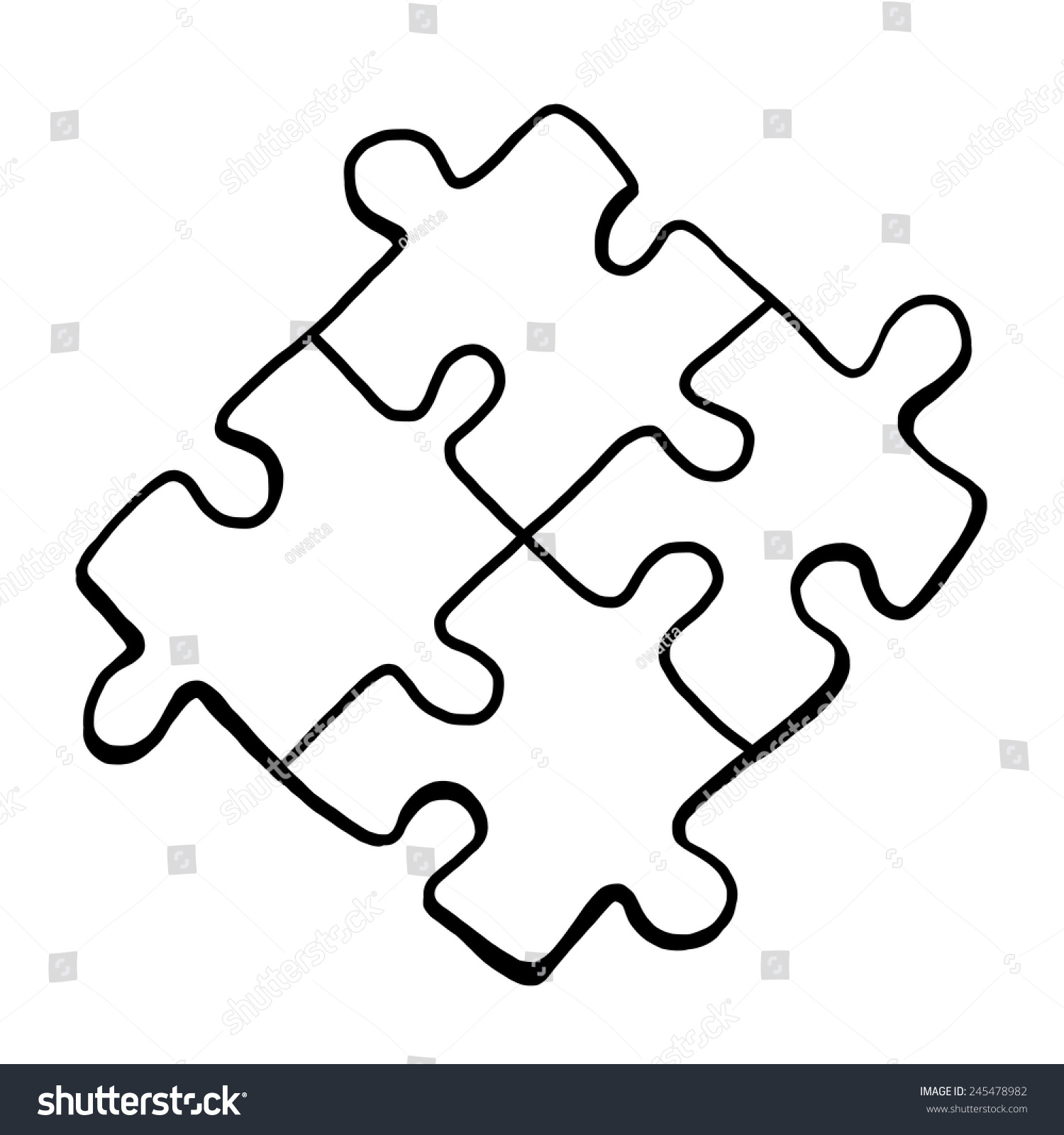 Four Jigsaw Pieces Cartoon Vector Illustration Stock Vector Royalty Free 245478982