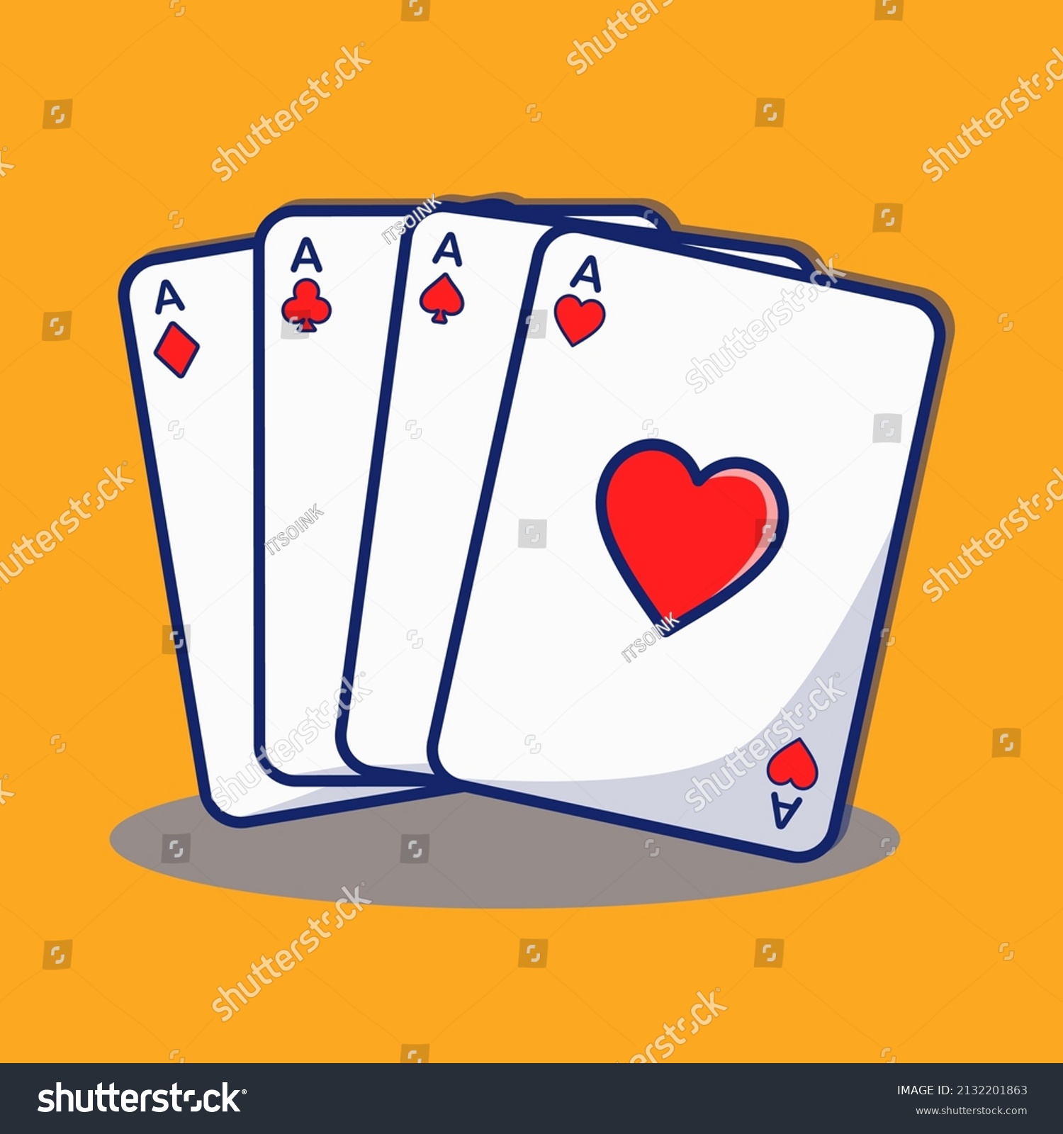 Four Kind Playing Cards Flat Design Stock Vector (Royalty Free