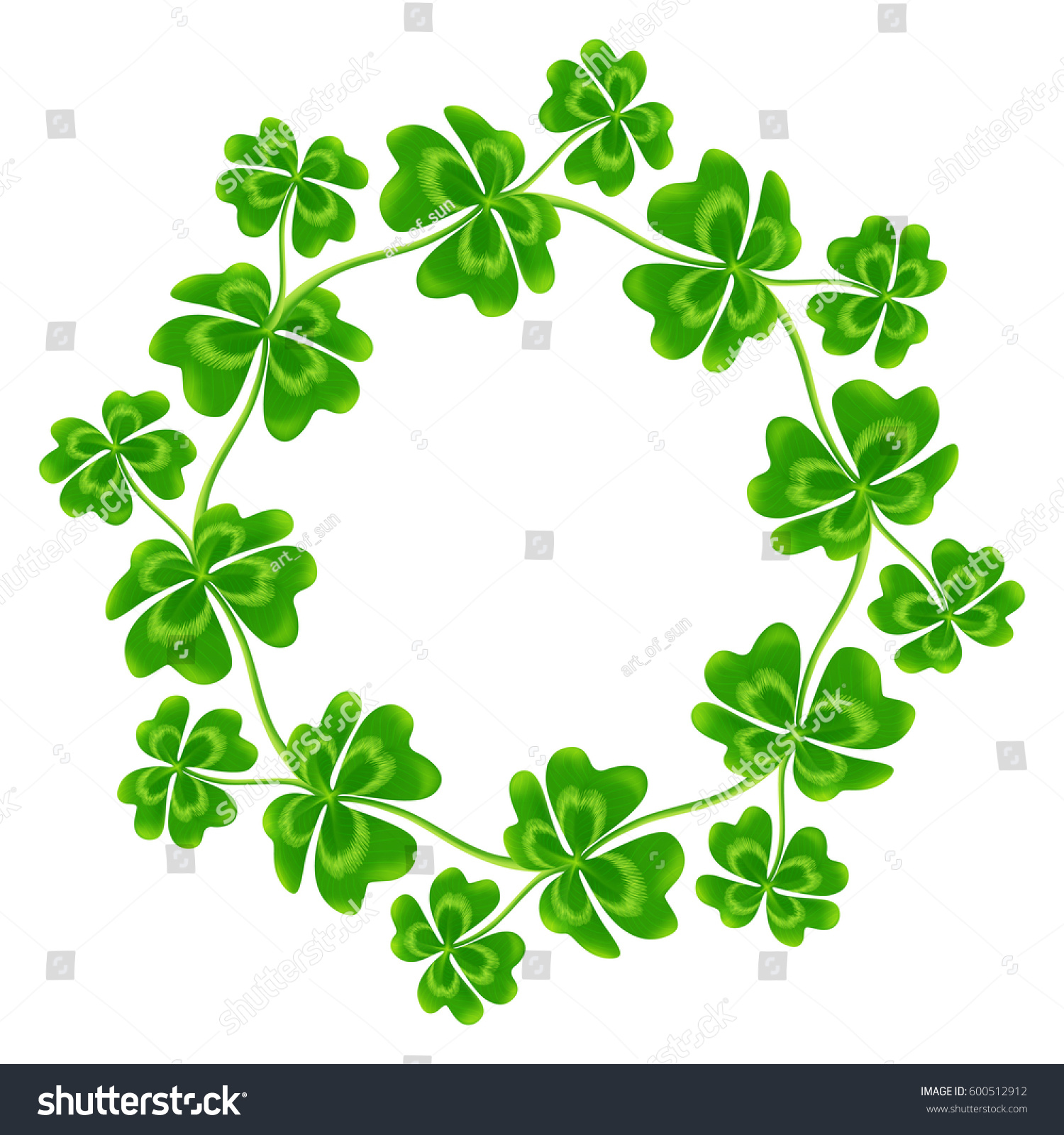 Fourleaf Clovers Vector Round Frame Stock Vector (Royalty Free) 600512912