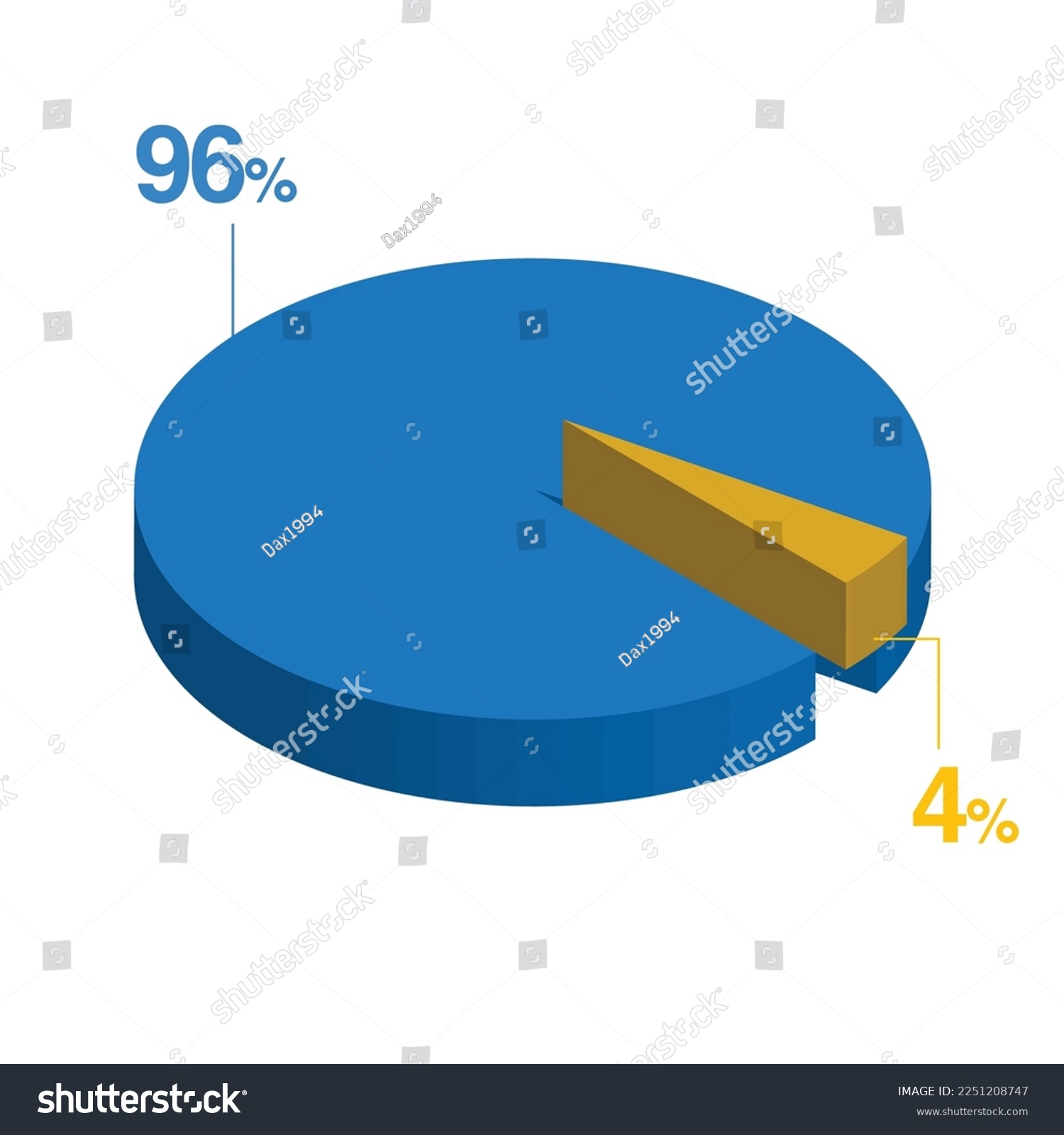 SVG of four 4 ninety six 96 3d Isometric pie chart diagram for business presentation. Vector infographics illustration eps. svg