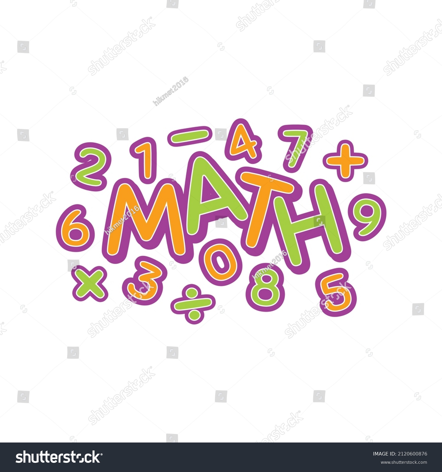 Four Operation Symbols Math Word Numbers Stock Vector (Royalty Free ...