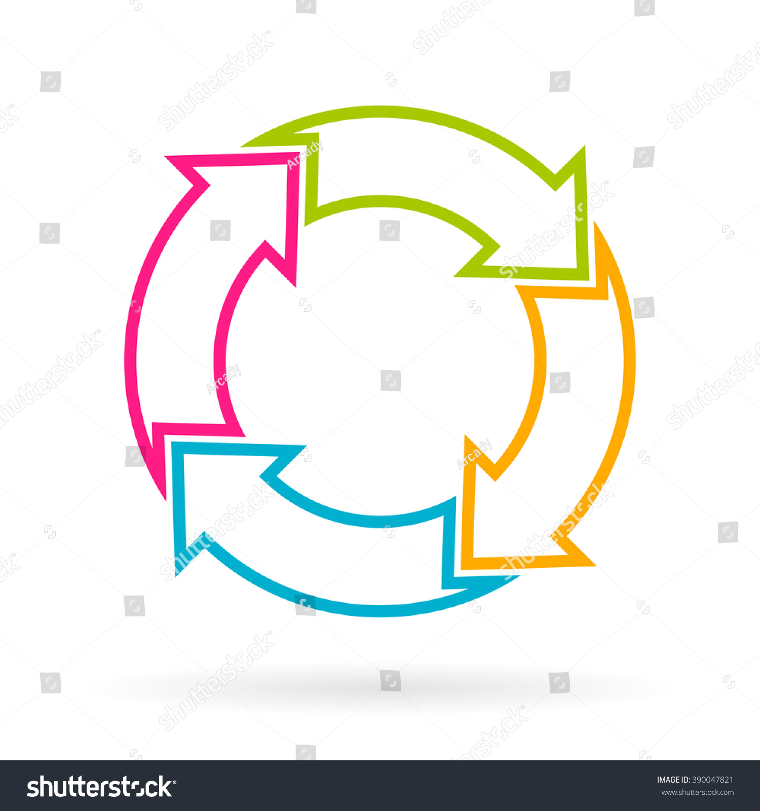 Four Part Cycle Arrows Chart Isolated Stock Vector (Royalty Free ...