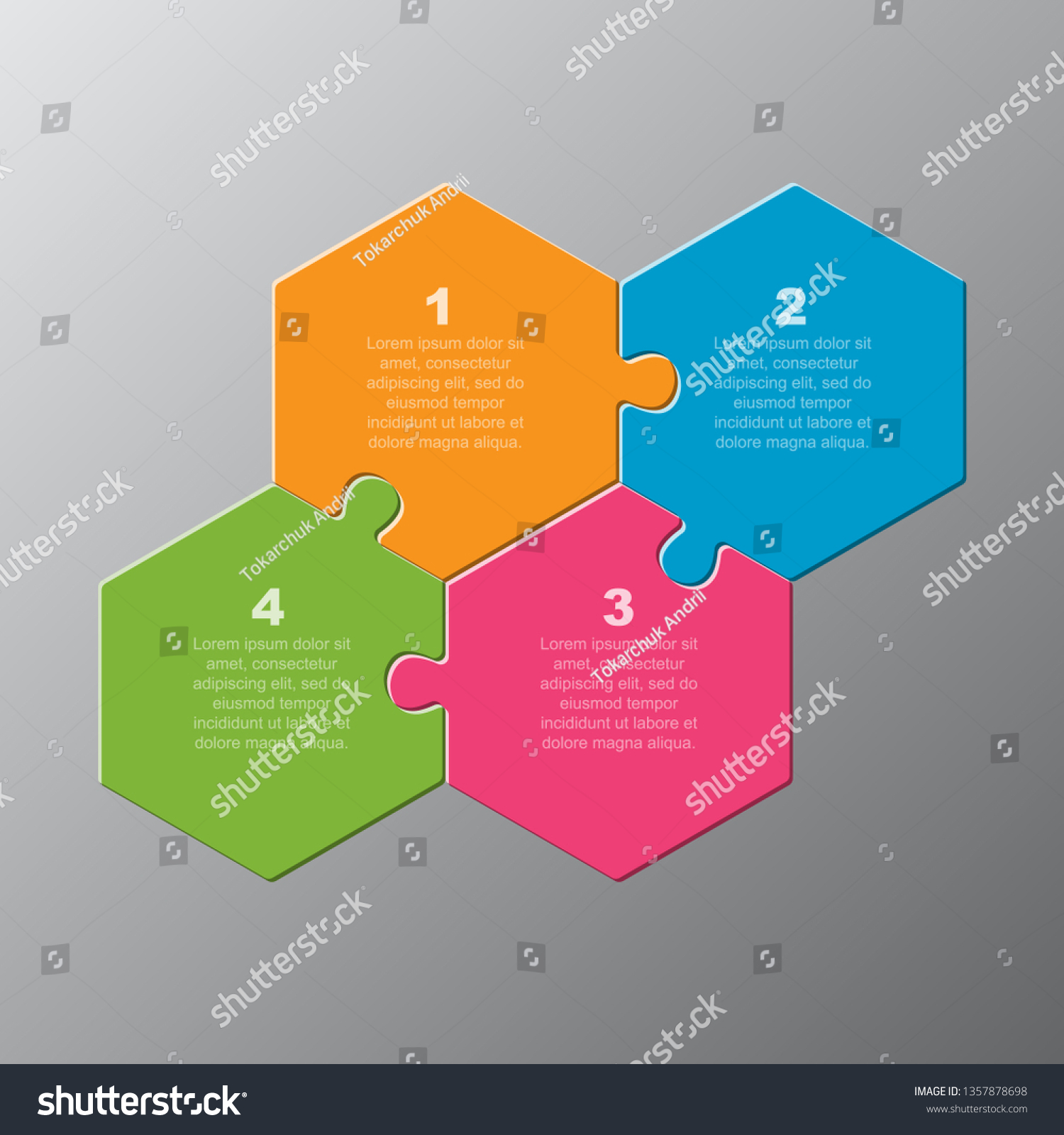 Four Pieces Puzzle Hexagonal Diagram Hexagon Stock Vector (Royalty Free ...