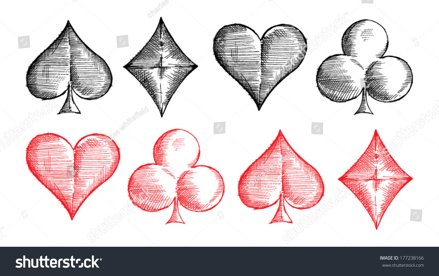 Four Playing Cards Hand Drawn Signs Stock Vector (Royalty Free