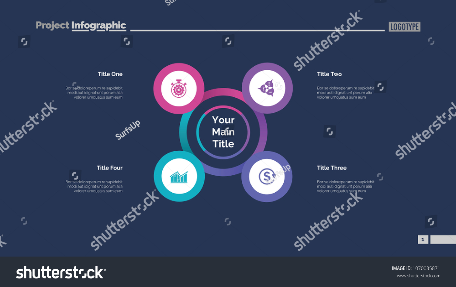 Four Points Process Chart Business Data Stock Vector (Royalty Free ...