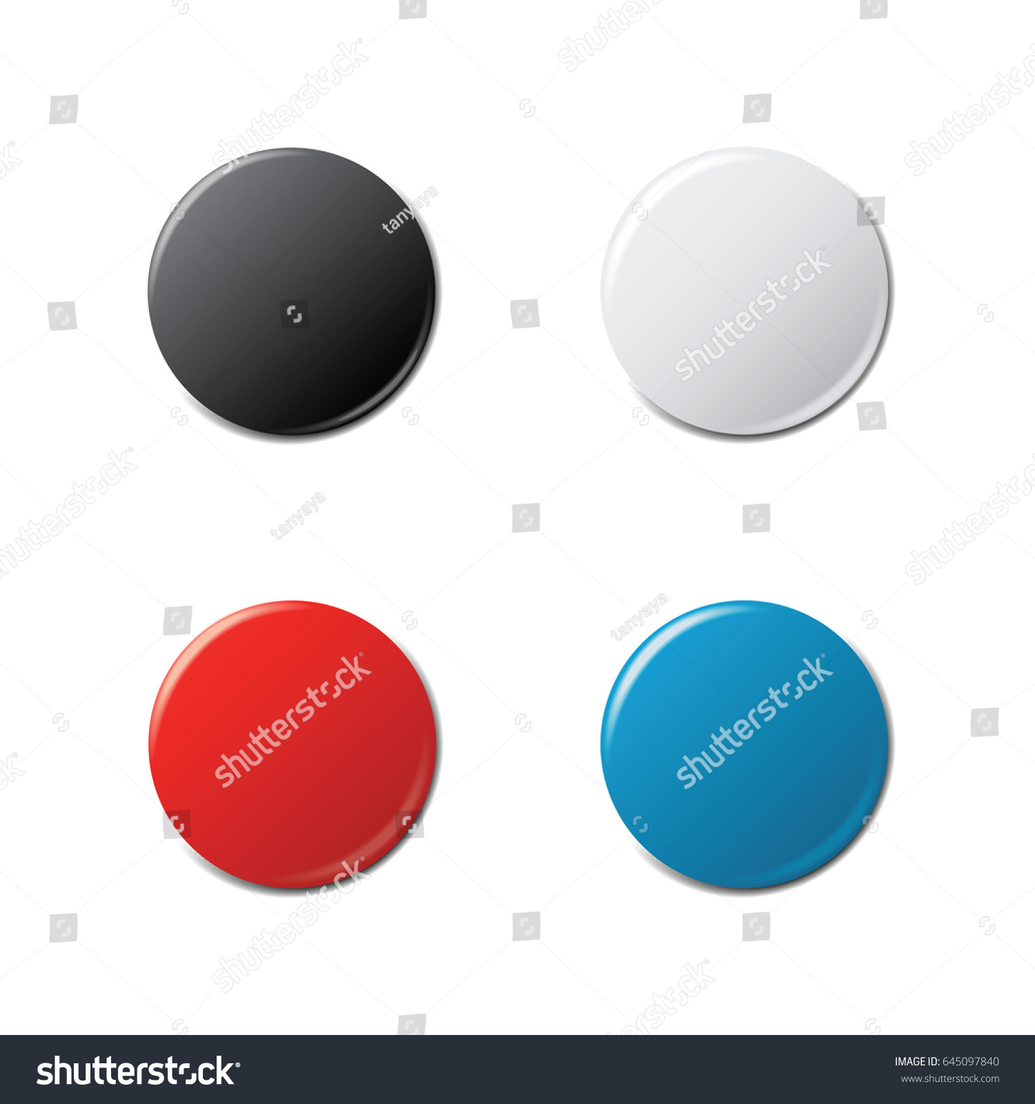 Four Realistic Round Badge Magnet Vector Stock Vector (Royalty Free ...