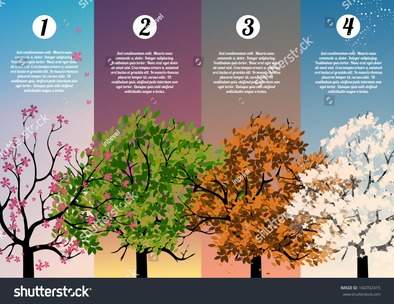 Four Seasons Banners With Abstract Trees Infographic - Vector ...