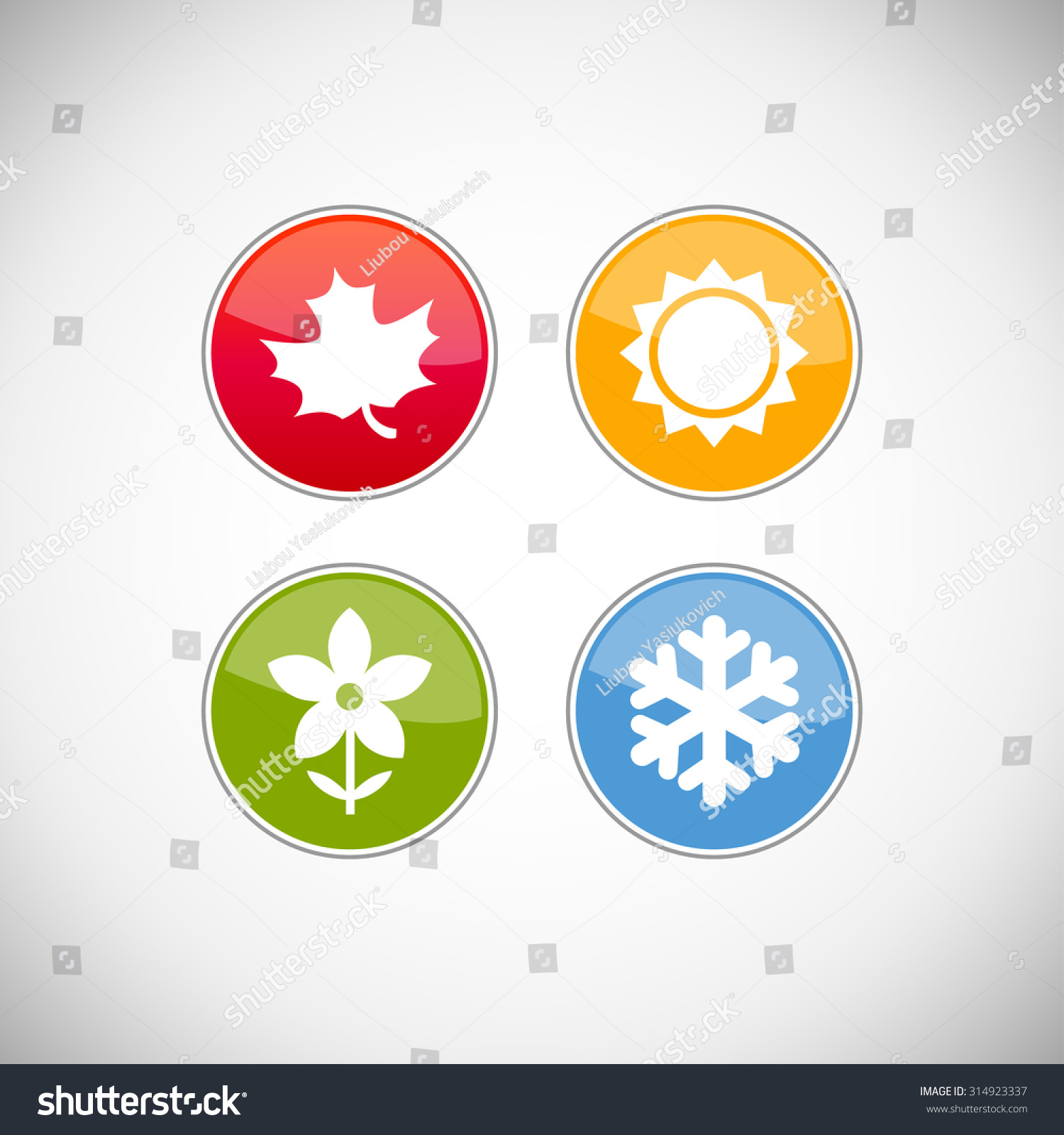 Four Seasons Icon Symbol Vector Illustration. Weather Forecast ...