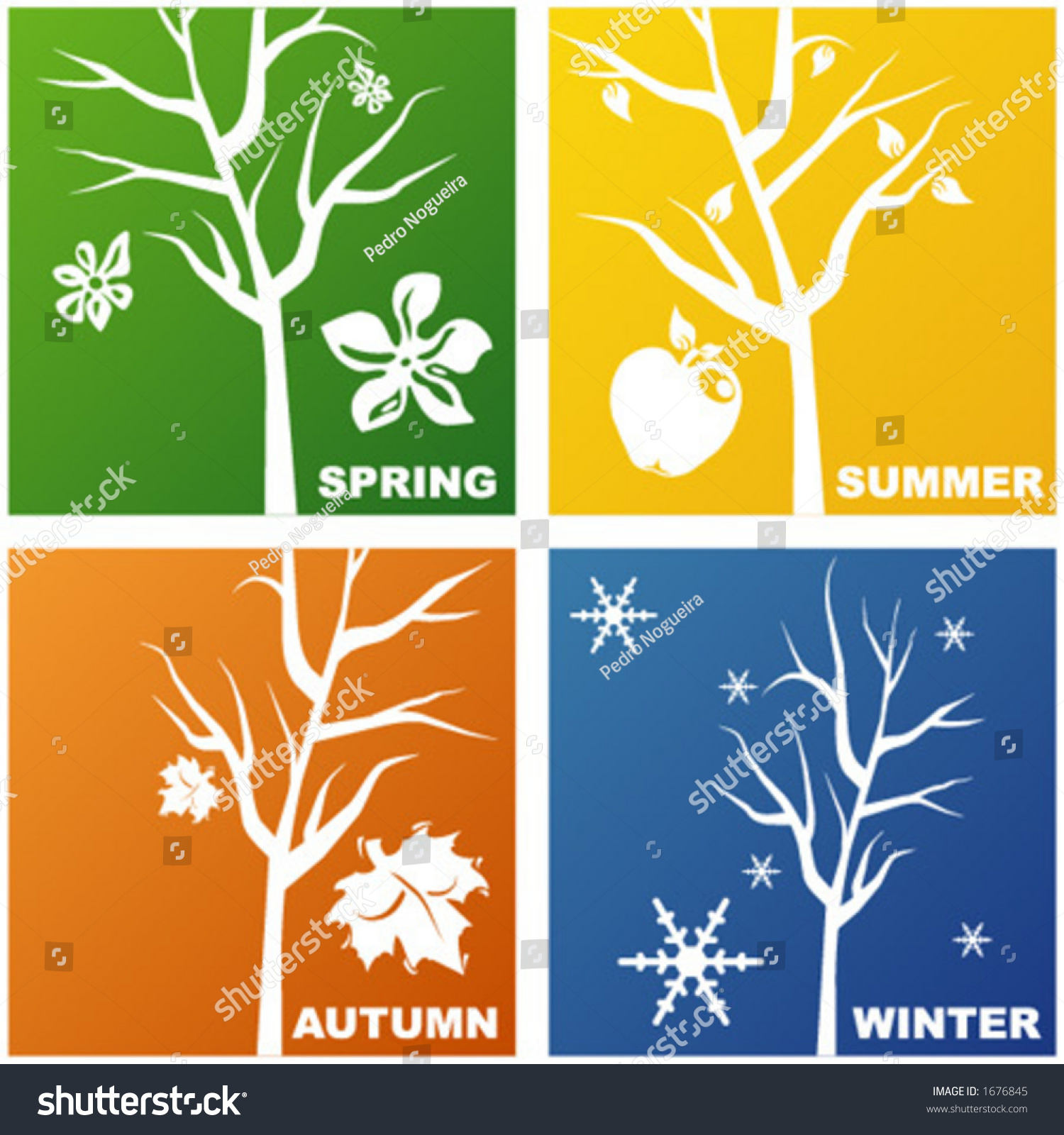 Four Seasons Representation Stock Vector Illustration 1676845 ...