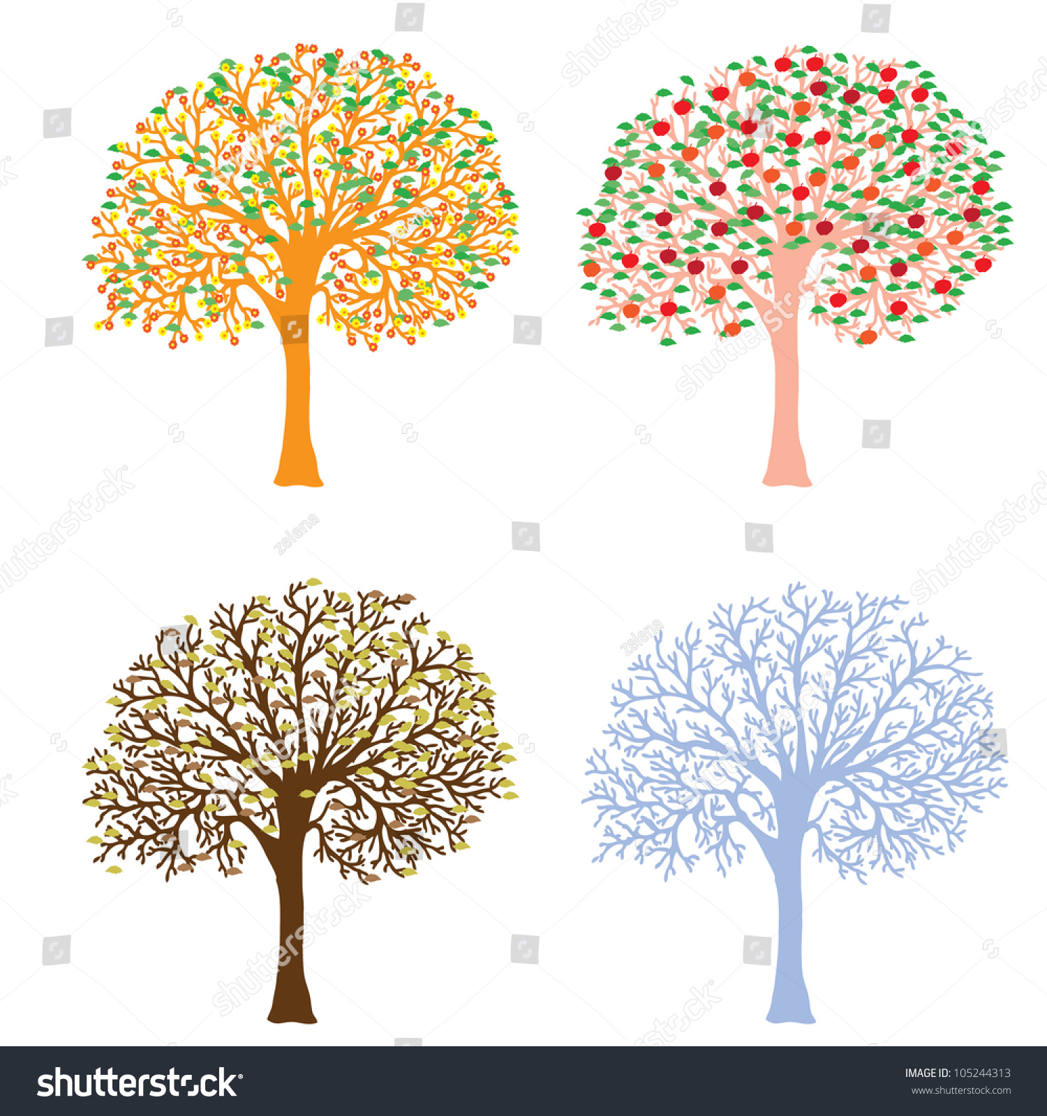 Four Seasons- Spring, Summer, Autumn, Winter. Art Tree Beautiful For ...