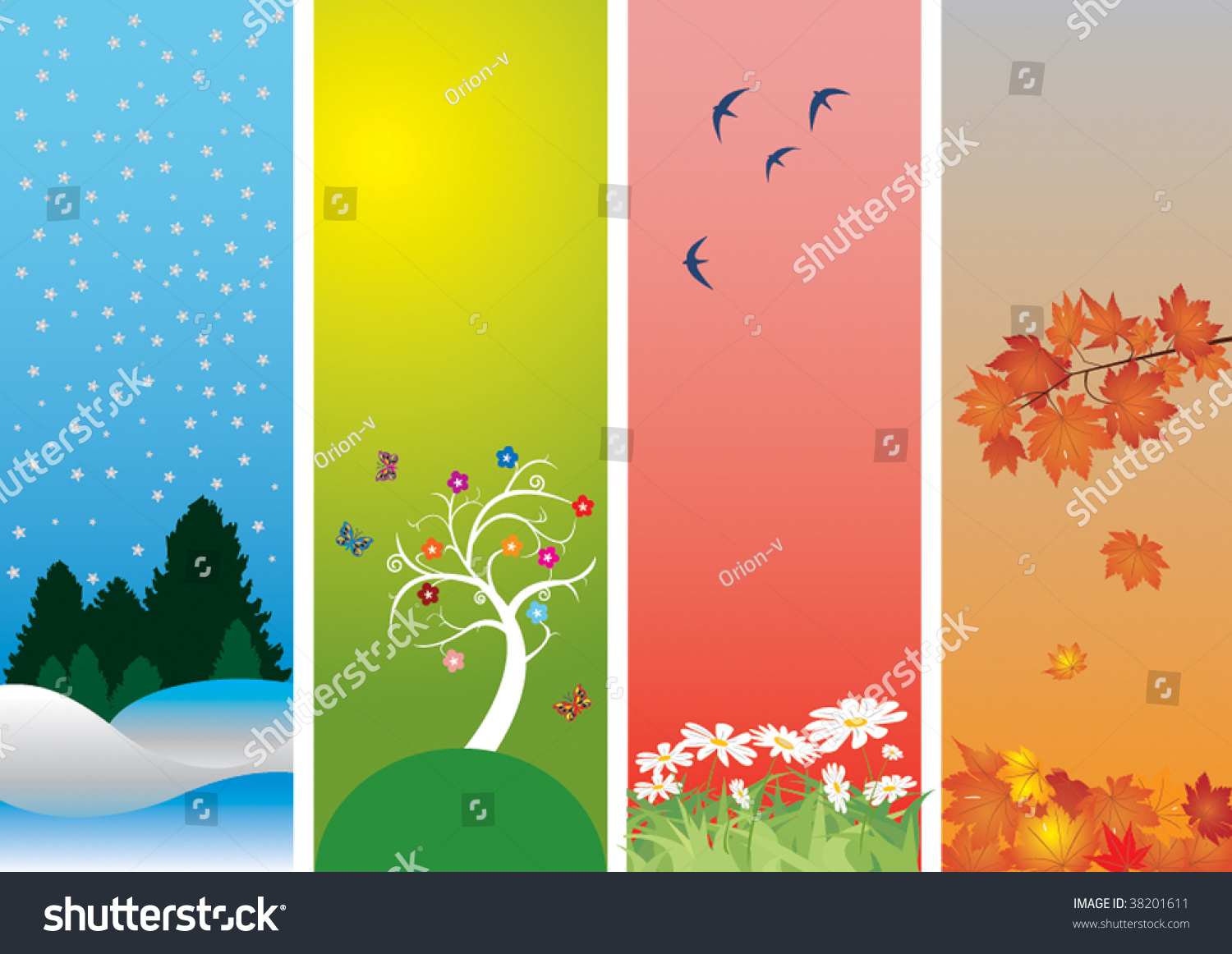 Four Seasons. Winter, Spring, Summer And Autumn Stock Vector ...