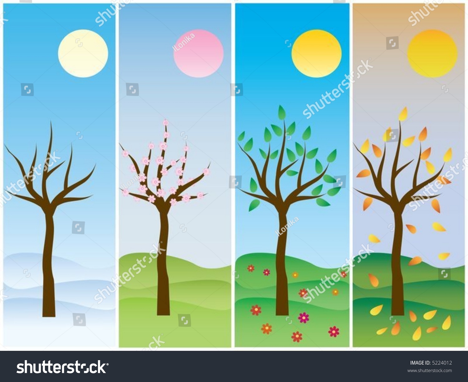 Four Seasons: Winter, Spring, Summer And Autumn. Stock Vector ...