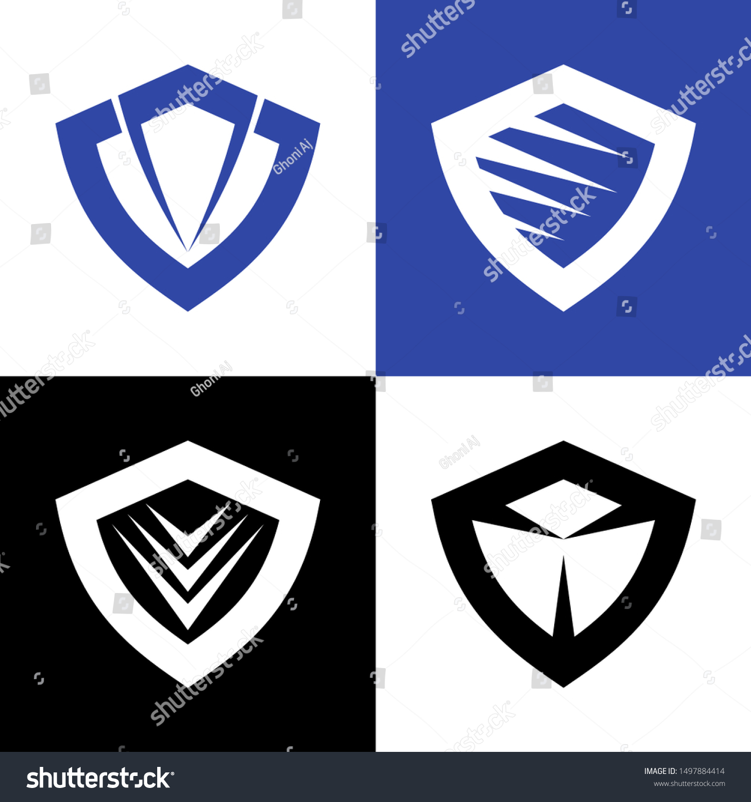 Four Shield Set Logo Design Template Stock Vector (Royalty Free) 1497884414