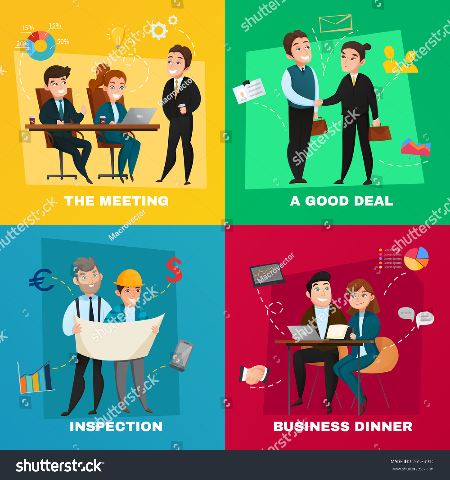 Four Square Business People Concept Icon Stock Vektorgrafik Lizenzfrei