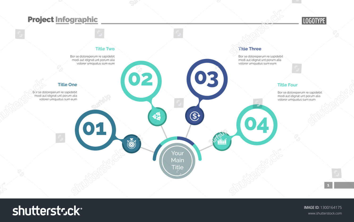 Four Steps Process Chart Slide Template Stock Vector (Royalty Free ...