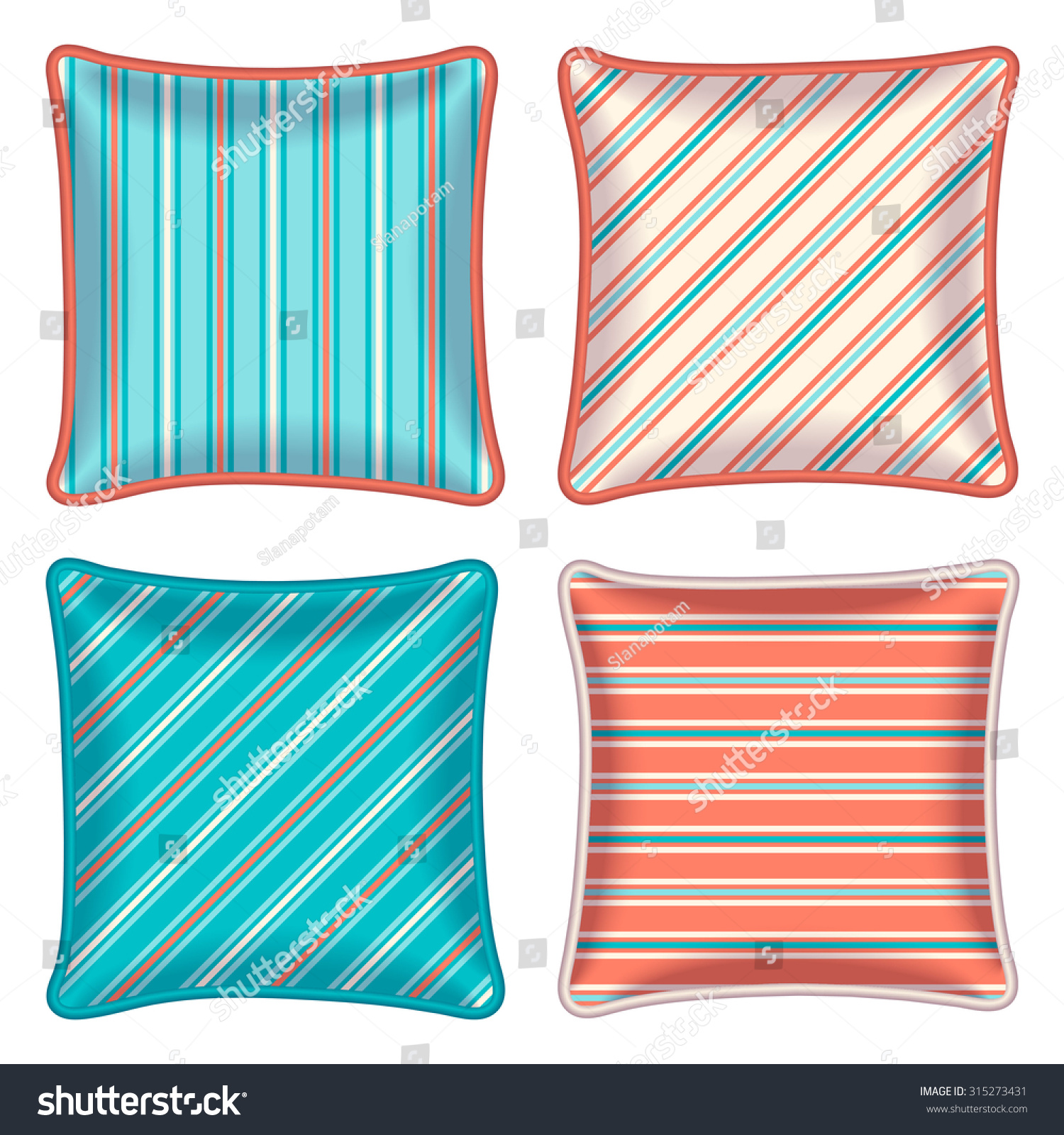 Four Striped Throw Pillows Decorative Throw Stock Vector Royalty