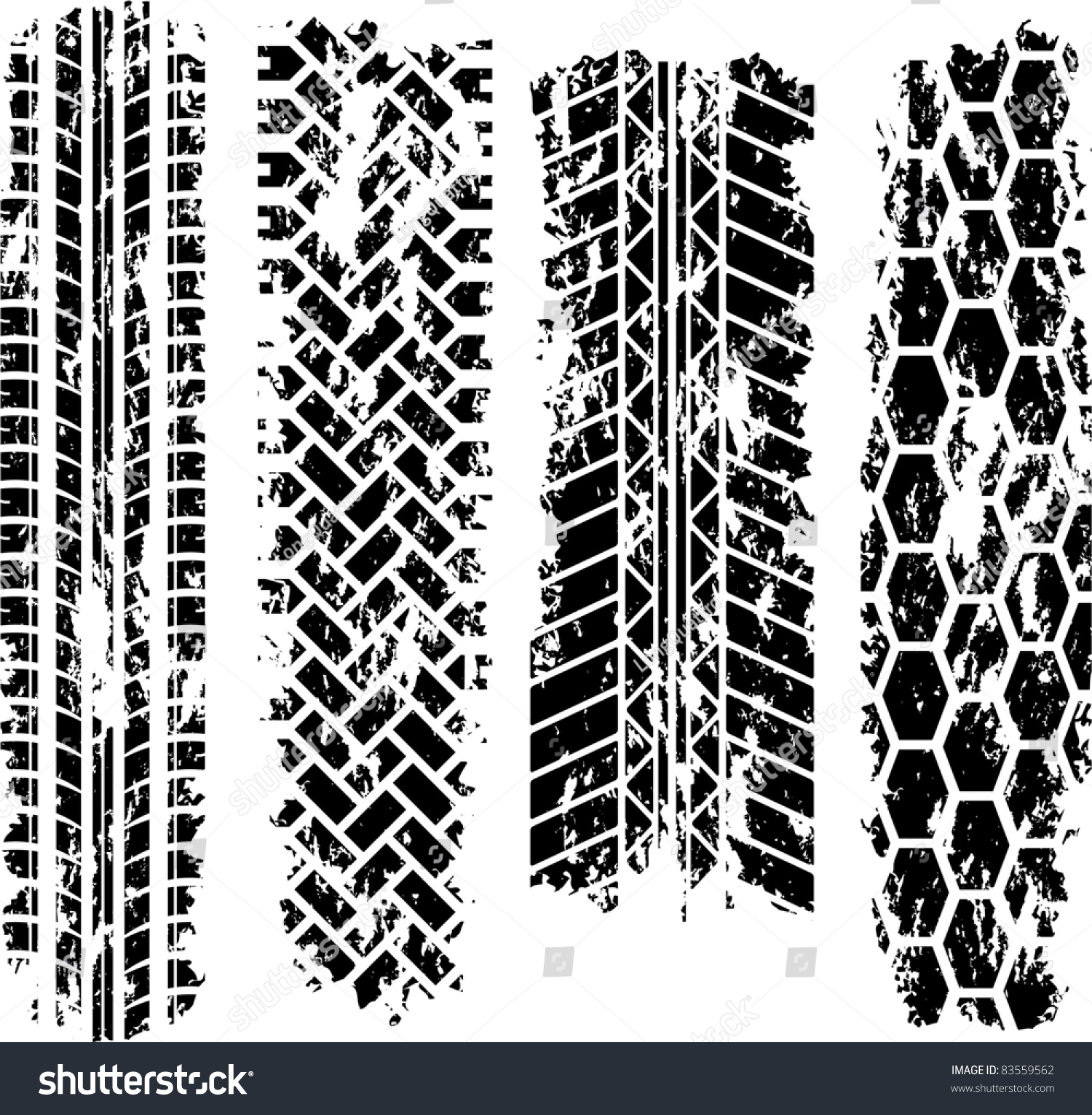 Four Tire Tracks Stock Vector 83559562 - Shutterstock