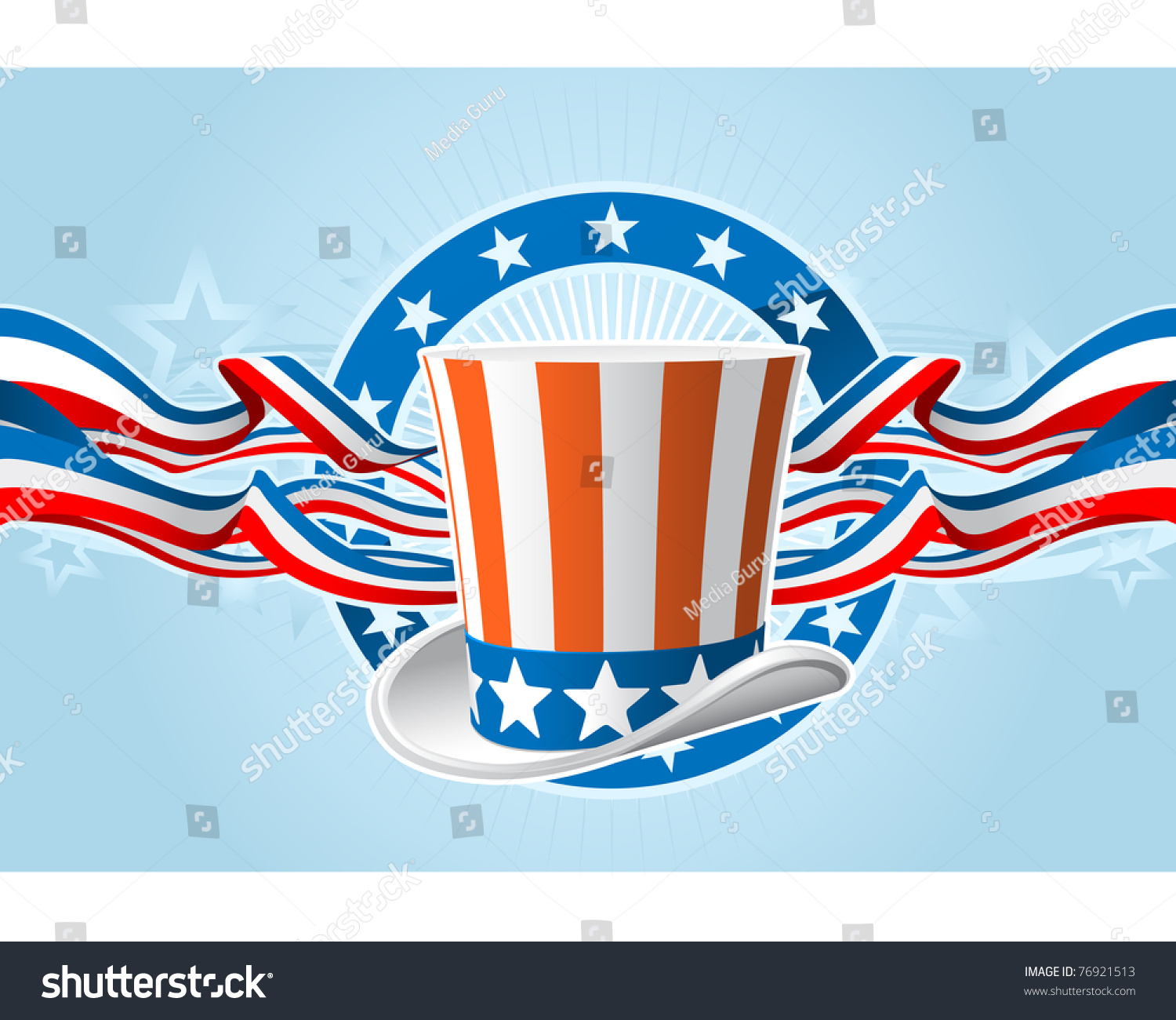 Fourth July Emblem Uncle Sam Top Stock Vector (royalty Free) 76921513