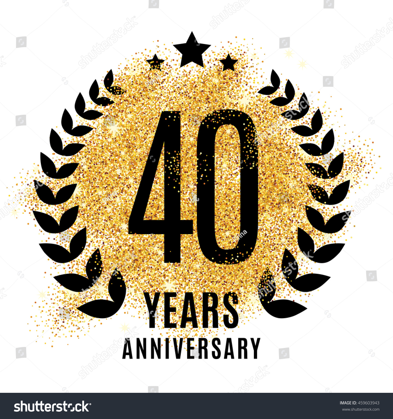 fourty years gold anniversary symbol 20th stock vector royalty free
