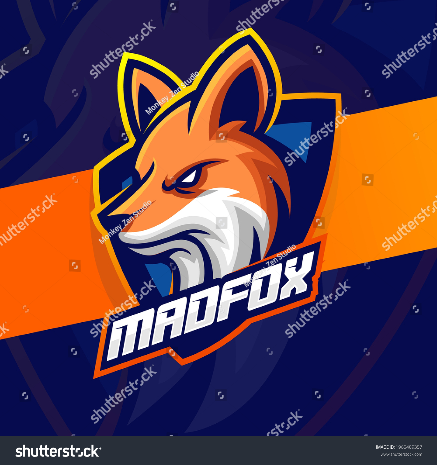 Fox Head Mascot Esport Logo Design Stock Vector (Royalty Free