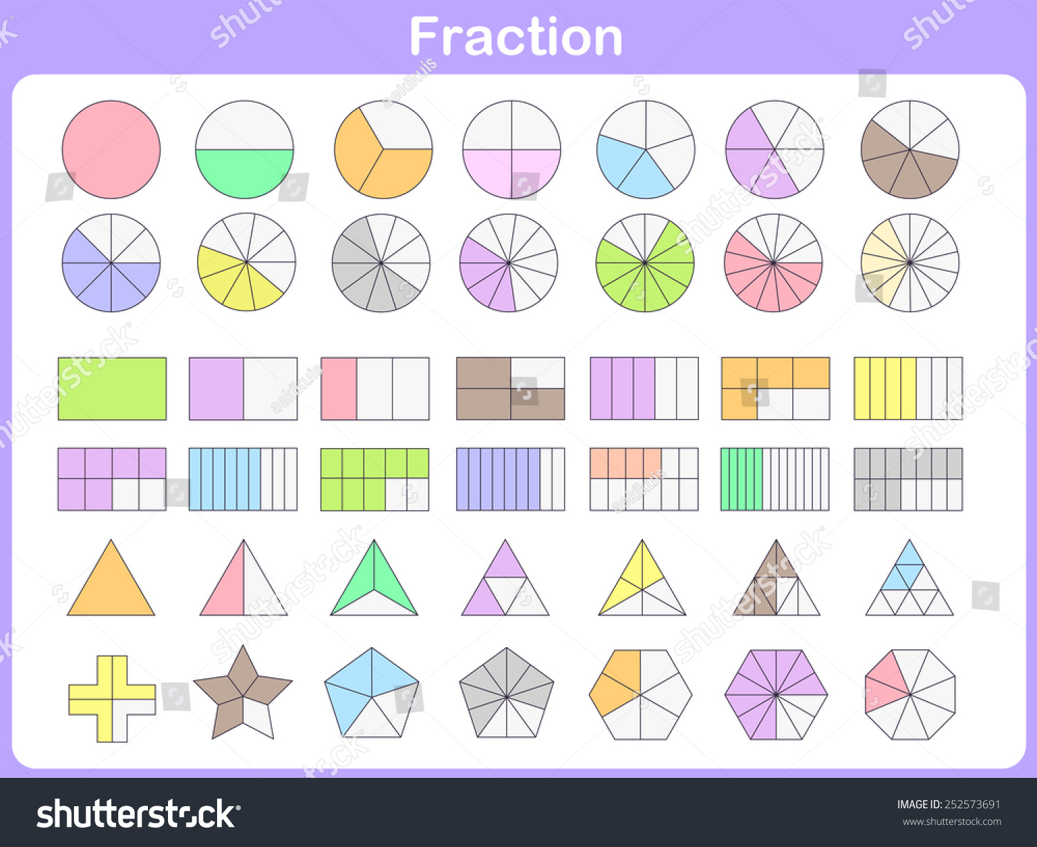 Fraction Education Stock Vector Royalty Free 252573691 Shutterstock