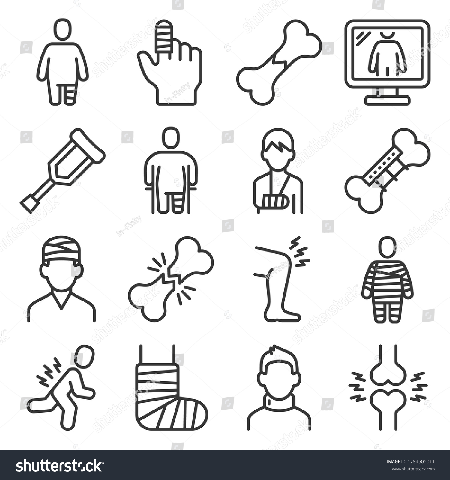 SVG of Fracture Bone Icons Set on White Background. Vector svg