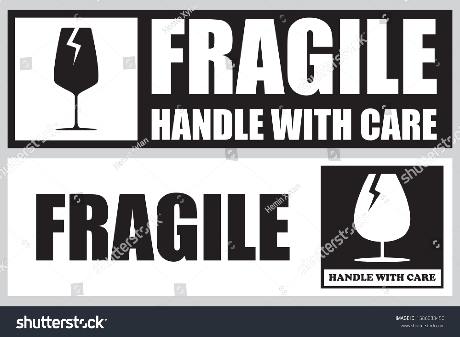 Fragile Handle Care Package Label Stickers Stock Vector Royalty Free