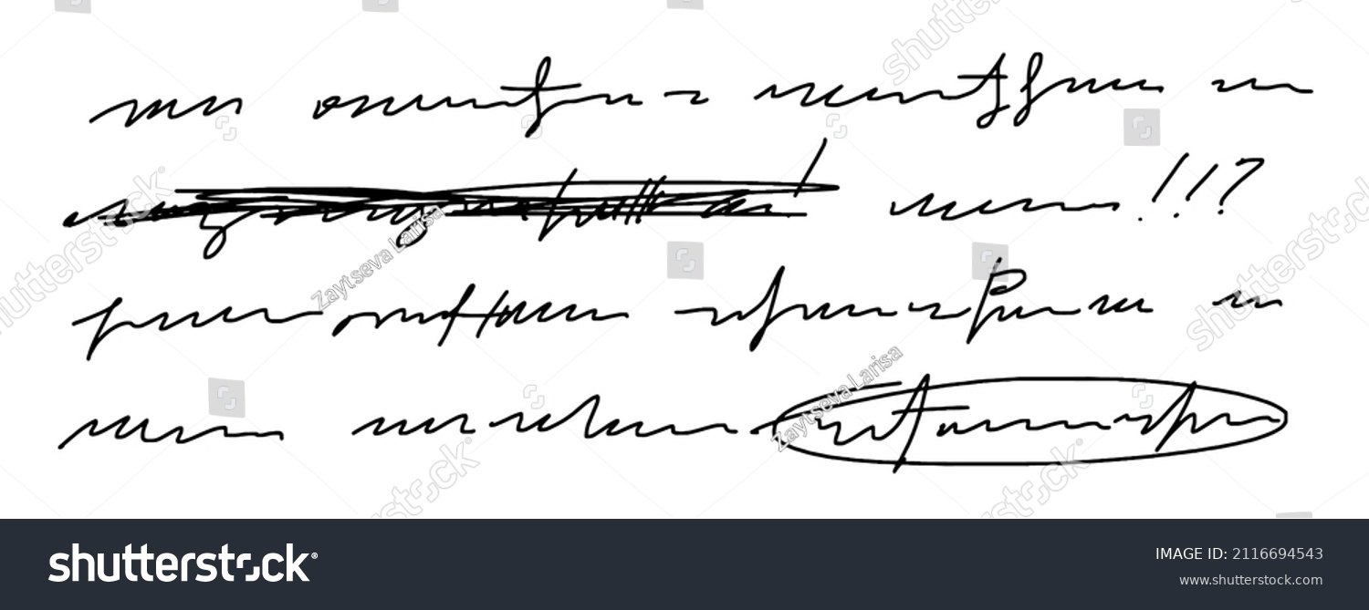 Fragment Vector Unreadable Handwriting Crossed Out Stock Vector ...